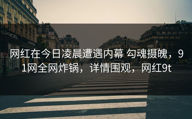 网红在今日凌晨遭遇内幕 勾魂摄魄，91网全网炸锅，详情围观，网红9t